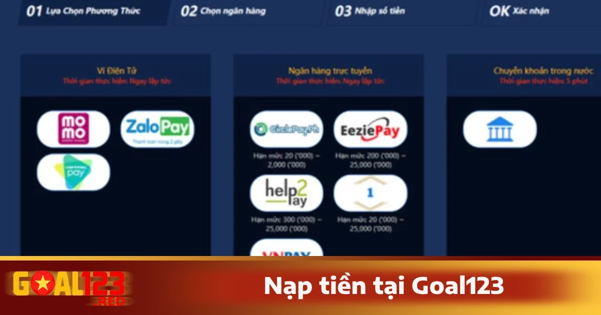 Trang chủ 30 Hướng dẫn nạp tiền chi tiết tại goal123